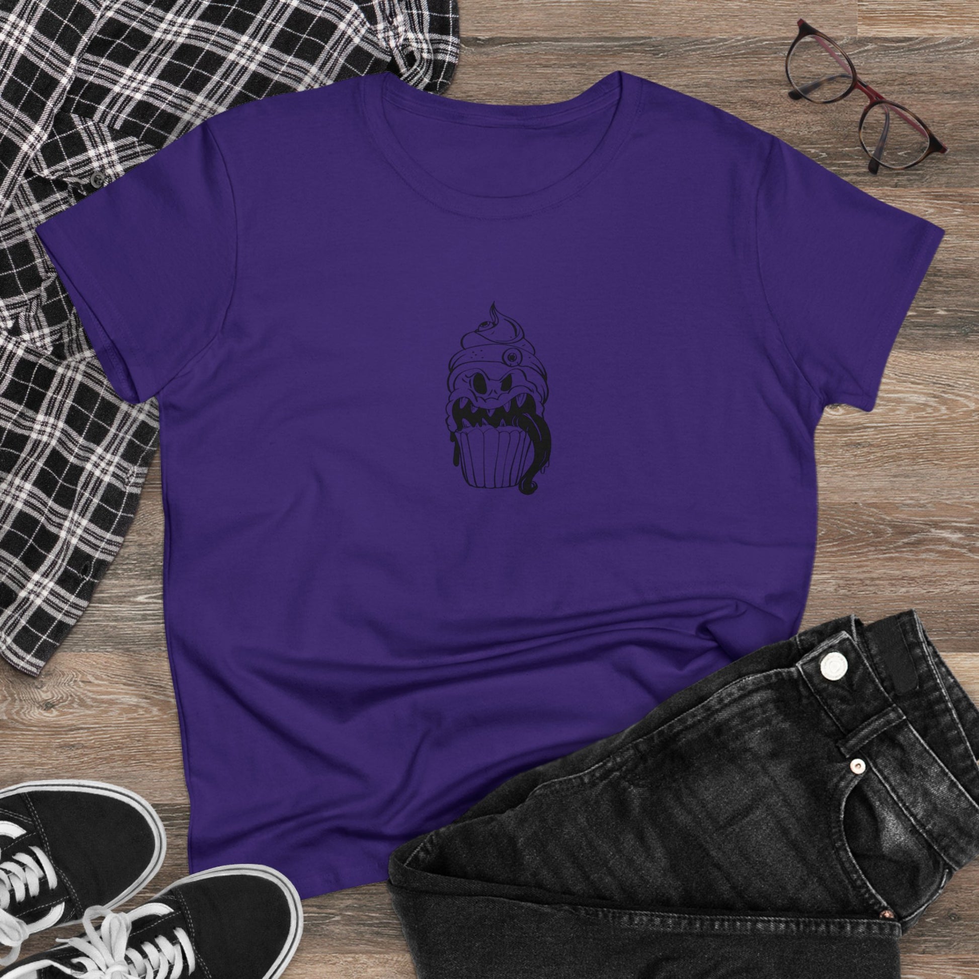 Ghoul Tongue Cupcake, Halloween Cupcake Designs, Halloween Graphic Shirts, Spooky Halloween Shirts, Cute Halloween Graphic Tees