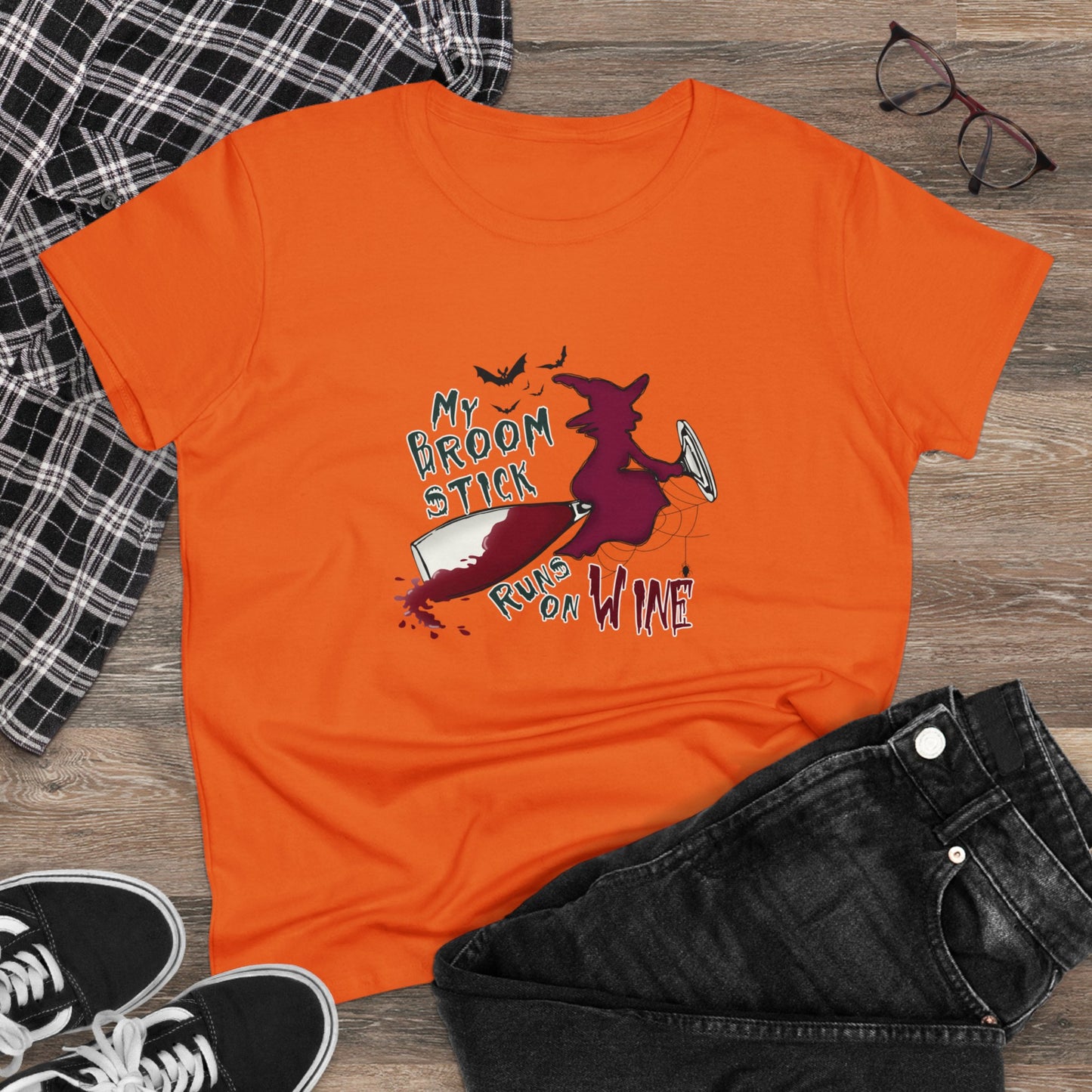 My Broomstick Runs On Wine, Halloween Graphic Shirts, Spooky Halloween Shirts, Scary Halloween Shirt Designs, Cute Halloween Graphic Tees, Funny Halloween Shirt Ideas - SaviTraviDesigns