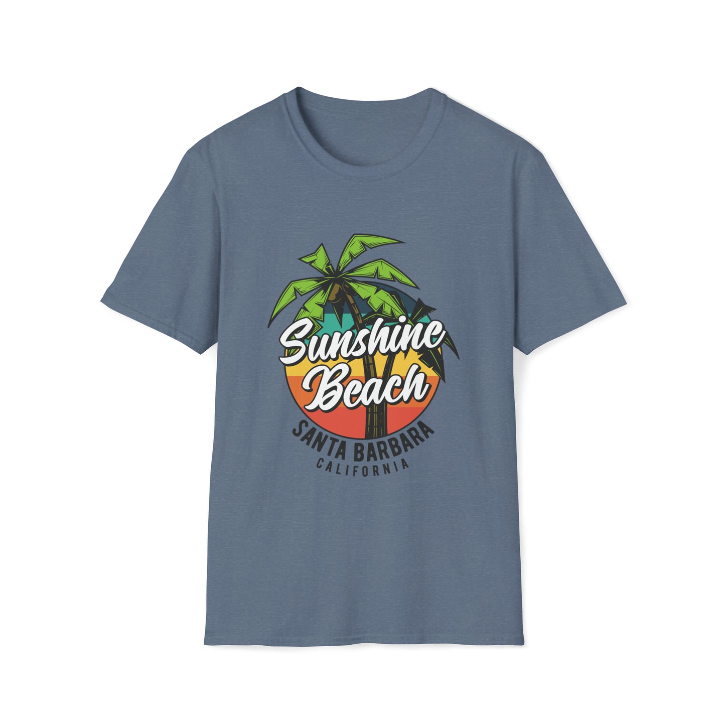 Sunshine Beach Santa Barbara |Beach Lifestyle Shirts | Summer Vibe Apparel Heather Indigo