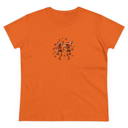 Dancing Christmas, Dancing Skeleton, Christmas Graphic Shirts, Festive Holiday T-Shirts, Ugly Christmas Sweater Tees, Funny Christmas Shirt Designs, Cute Xmas Graphic Tees Orange