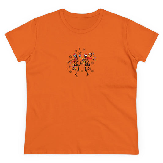 Dancing Christmas, Dancing Skeleton, Christmas Graphic Shirts, Festive Holiday T-Shirts, Ugly Christmas Sweater Tees, Funny Christmas Shirt Designs, Cute Xmas Graphic Tees Orange