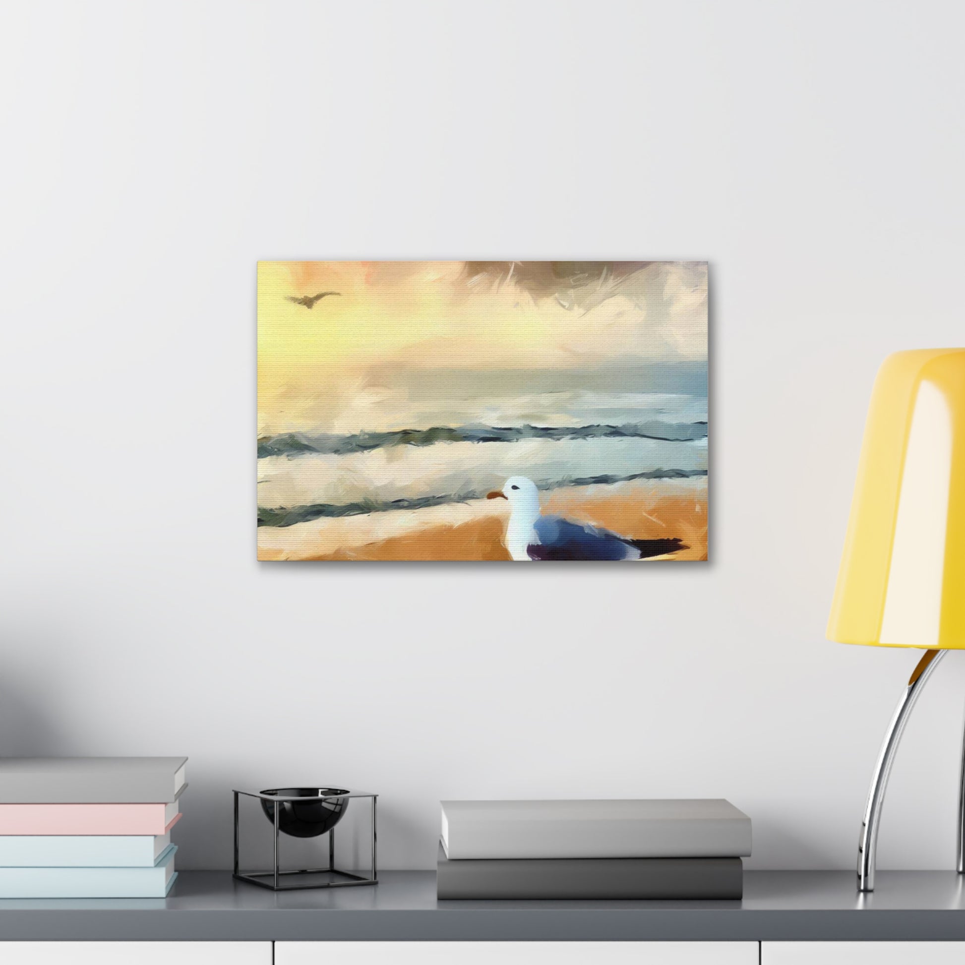 Seagull Painting, Beach wall art, Ocean Wall Art, Canvas Gallery Wraps