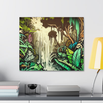 Jungle Waterfall, Rainforest Waterfall, Graffiti-inspired home decor, Modern street art prints, Graffiti wall art, Street art canvas art, Graffiti artist prints