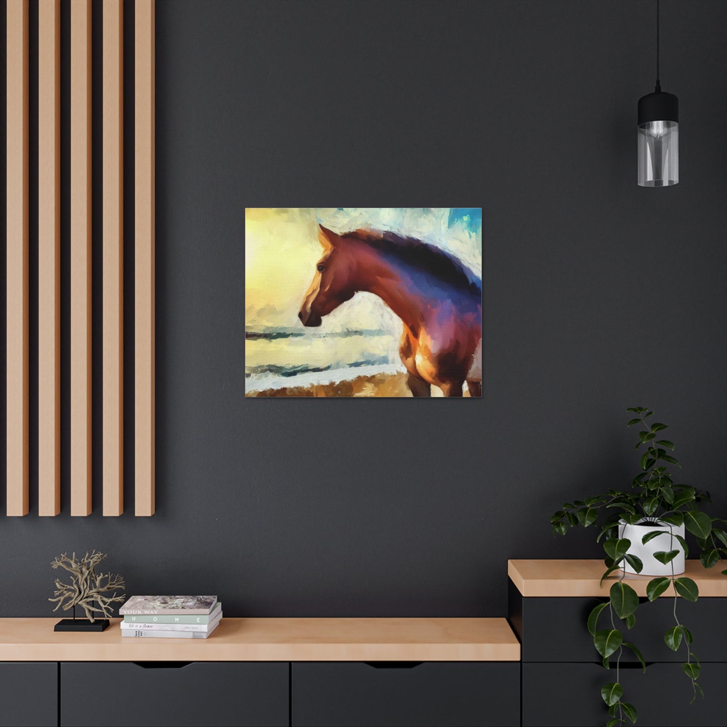 Horse wall art, beach art, ocean art, Canvas Gallery Wraps, Horse Beach, Sunset Beach - SaviTraviDesigns