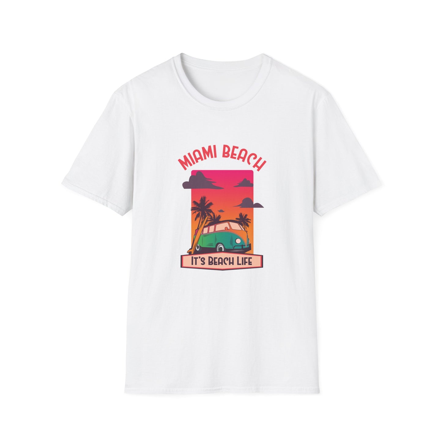 Miami Beach Its A Beach Life Graphic T Shirt White