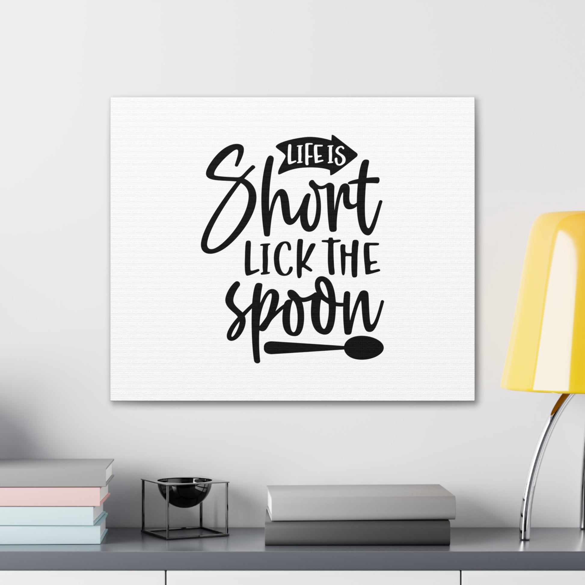 Life Is Short Lick The Spoon, Kitchen quote canvas prints, Kitchen wall decor quotes, Kitchen canvas art, Funny kitchen quotes on canvas, Inspirational kitchen quotes - SaviTraviDesigns