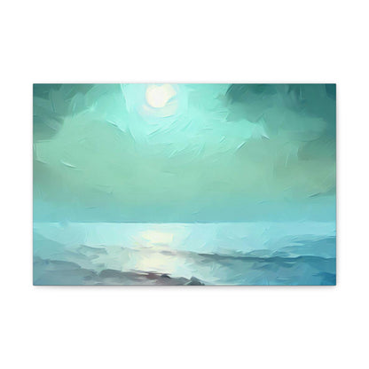 Moon wall art, Ocean wall art, ocean art, Canvas Gallery Wraps 18″ x 12″ Premium Gallery Wraps (1.25″)