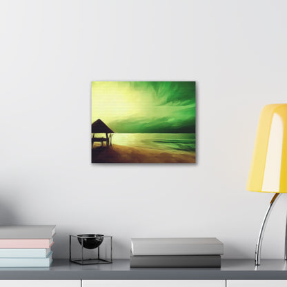 Green Sunset, Beach art, ocean art, beach wall art, Canvas Gallery Wraps