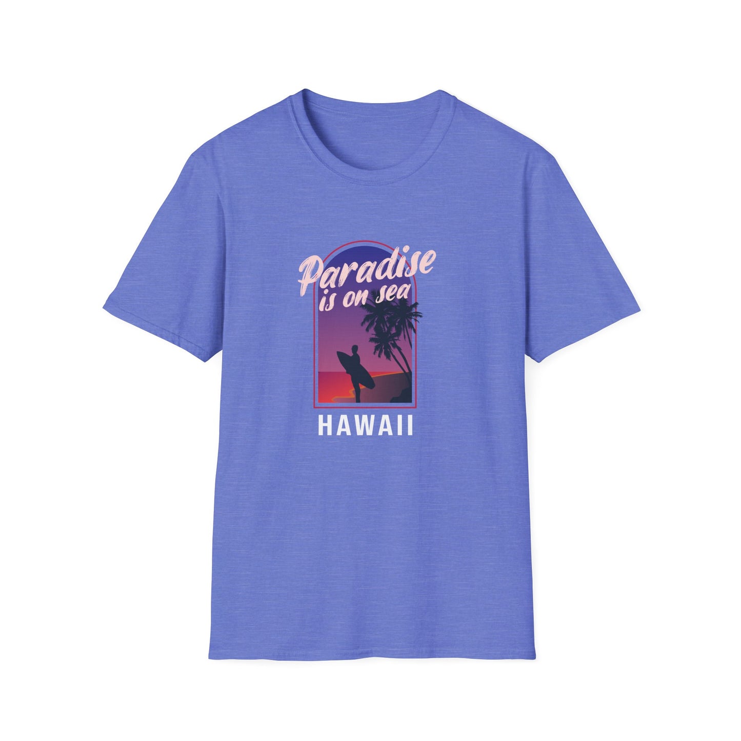 Paradise Is In Hawaii Beachwear Graphic T Shirt Heather Royal