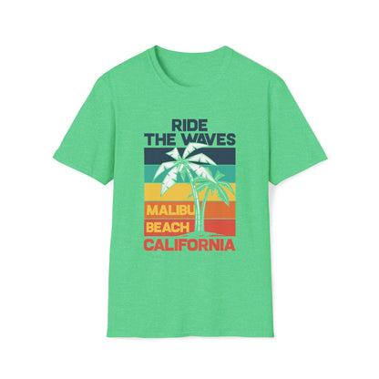 Ride The Waves Malibu Beach |Beach Life Clothing | Ocean Vibes Apparel Heather Irish Green