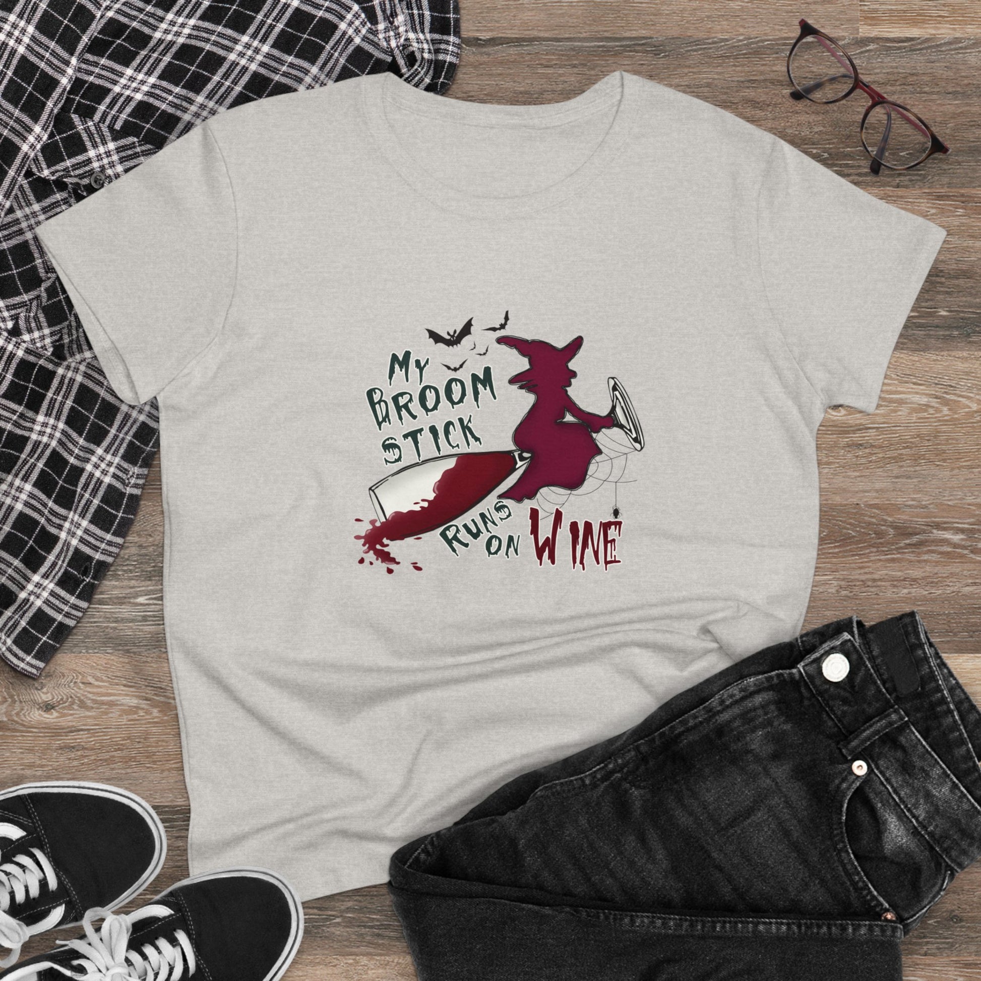 My Broomstick Runs On Wine, Halloween Graphic Shirts, Spooky Halloween Shirts, Scary Halloween Shirt Designs, Cute Halloween Graphic Tees, Funny Halloween Shirt Ideas - SaviTraviDesigns