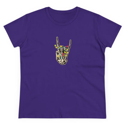 Christmas Lights, Skeleton Hand, Christmas Graphic Shirts, Festive Holiday T-Shirts, Ugly Christmas Sweater Tees, Funny Christmas Shirt Designs, Cute Xmas Graphic Tees Purple