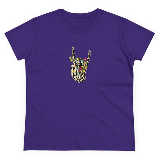 Christmas Lights, Skeleton Hand, Christmas Graphic Shirts, Festive Holiday T-Shirts, Ugly Christmas Sweater Tees, Funny Christmas Shirt Designs, Cute Xmas Graphic Tees Purple