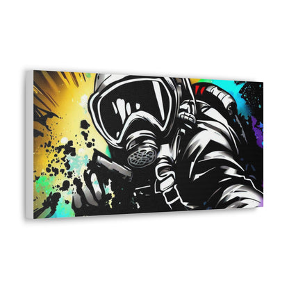 Gas Mask, SCUBA Diver, Graffiti Artist, Graffiti-inspired home decor, Modern street art prints, Graffiti wall art, Street art canvas art, Graffiti artist prints 20″ x 10″ Premium Gallery Wraps (1.25″)