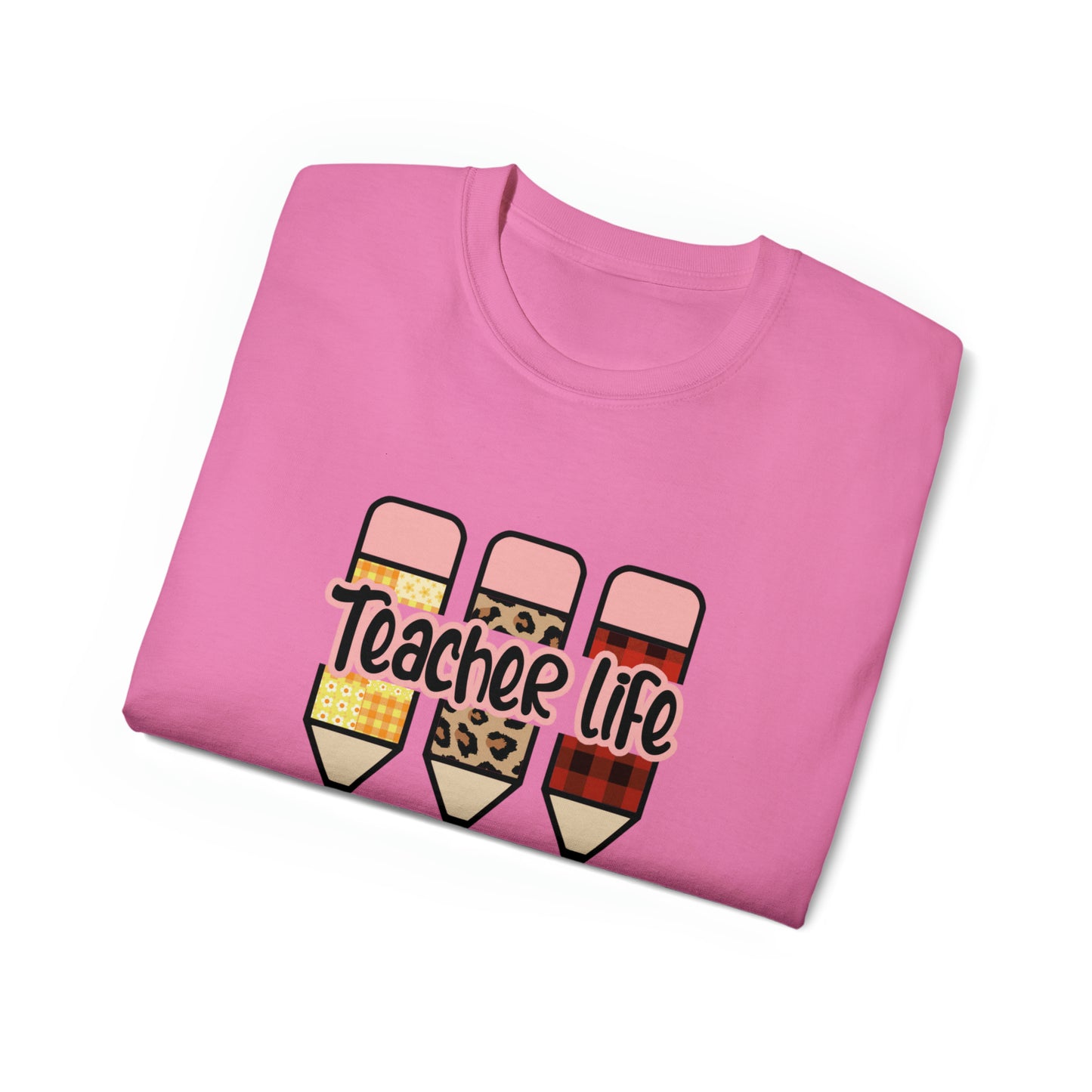 Teacher Life, Teacher Pencil, Teacher Graphic Design Shirts, Educator T-Shirt Designs, Classroom Theme Shirts, Inspirational Teacher Tees, Teacher Appreciation Shirts - SaviTraviDesigns