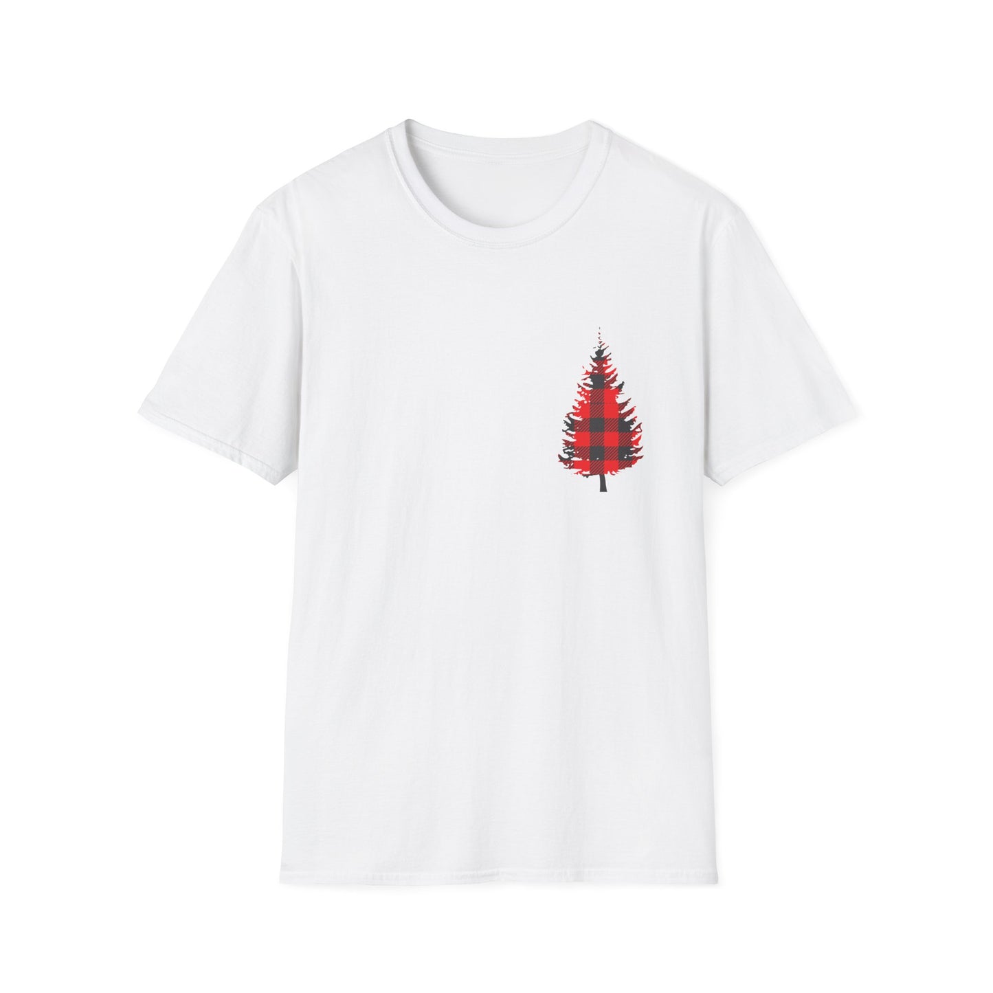 Plaid Christmas Tree Graphic T Shirt White