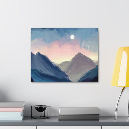 Mountain Wall Art, Moon Wall Art, Canvas Gallery Wraps, Moon Over Mountains