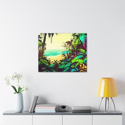 Jungle Beach, Rainforest Ocean, Graffiti-inspired home decor, Modern street art prints, Graffiti wall art, Street art canvas art, Graffiti artist prints - SaviTraviDesigns