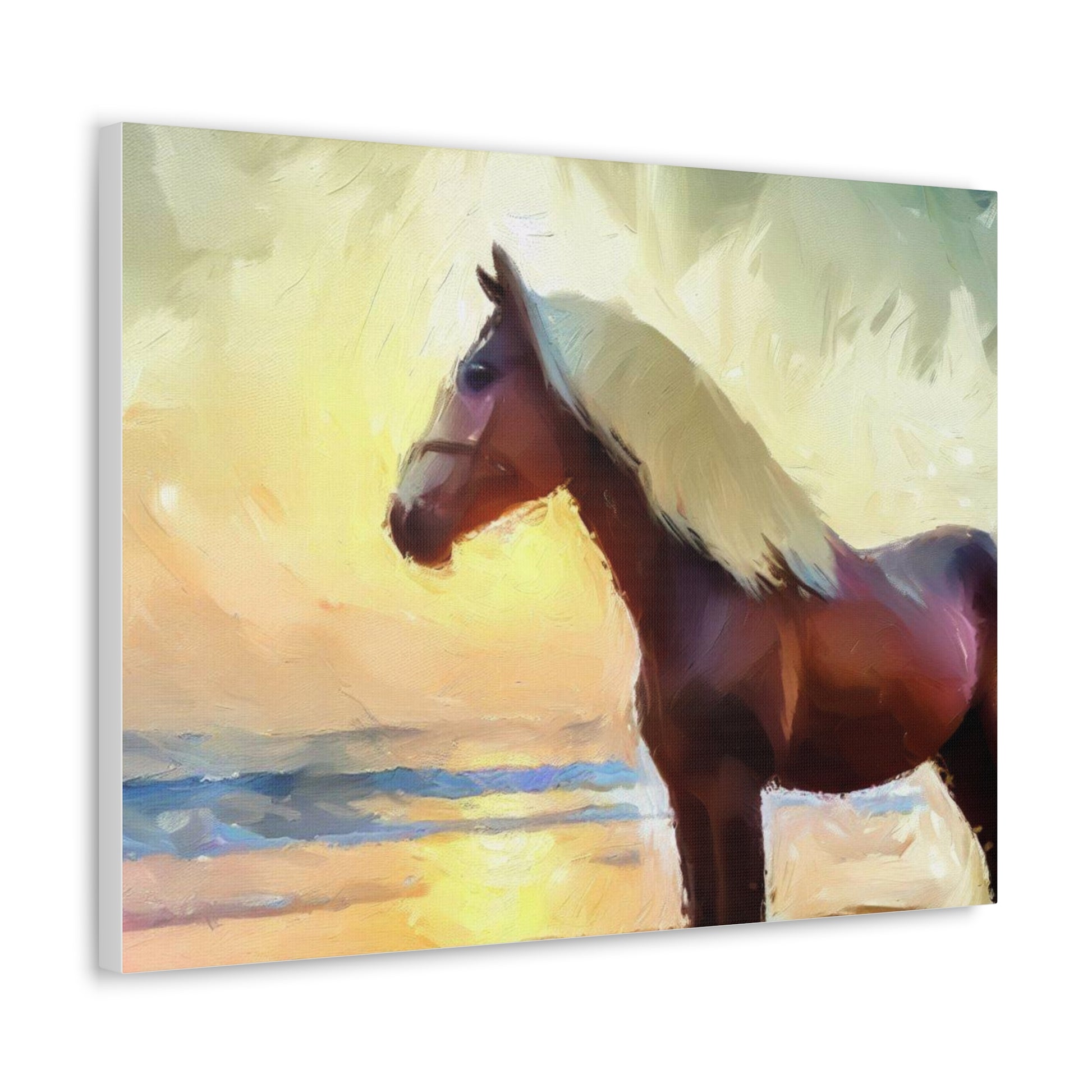 Horse wall art, beach wall art, ocean art, Canvas Gallery Wraps, Horse Beach, Sunset Beach - SaviTraviDesigns