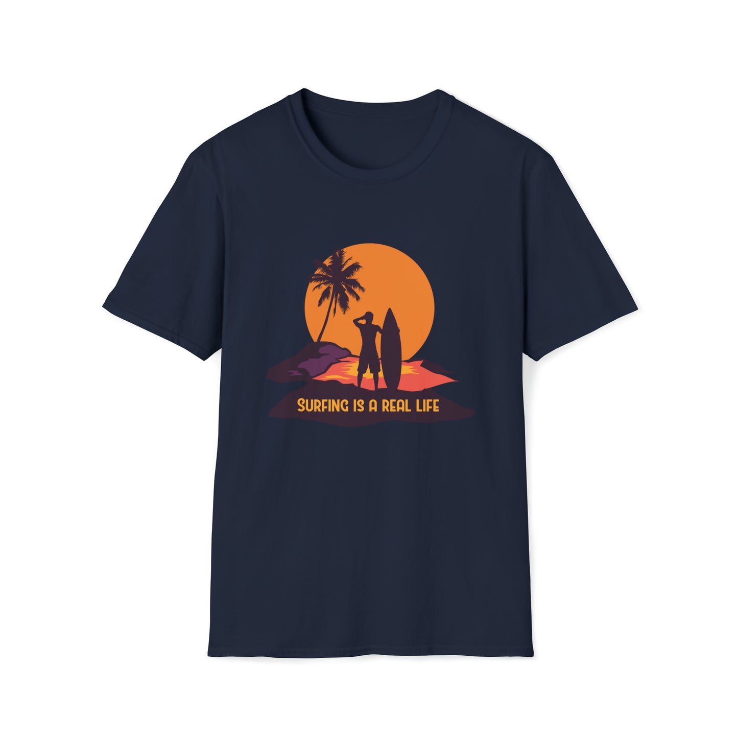 Surfing is Real Life |Beach Lifestyle Shirts | Summer Vibe Apparel Navy