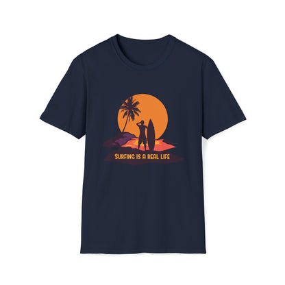 Surfing is Real Life |Beach Lifestyle Shirts | Summer Vibe Apparel Navy