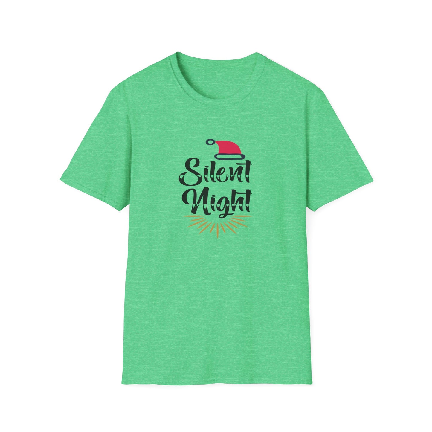 Silent Night Holiday Graphic T Shirt Heather Irish Green