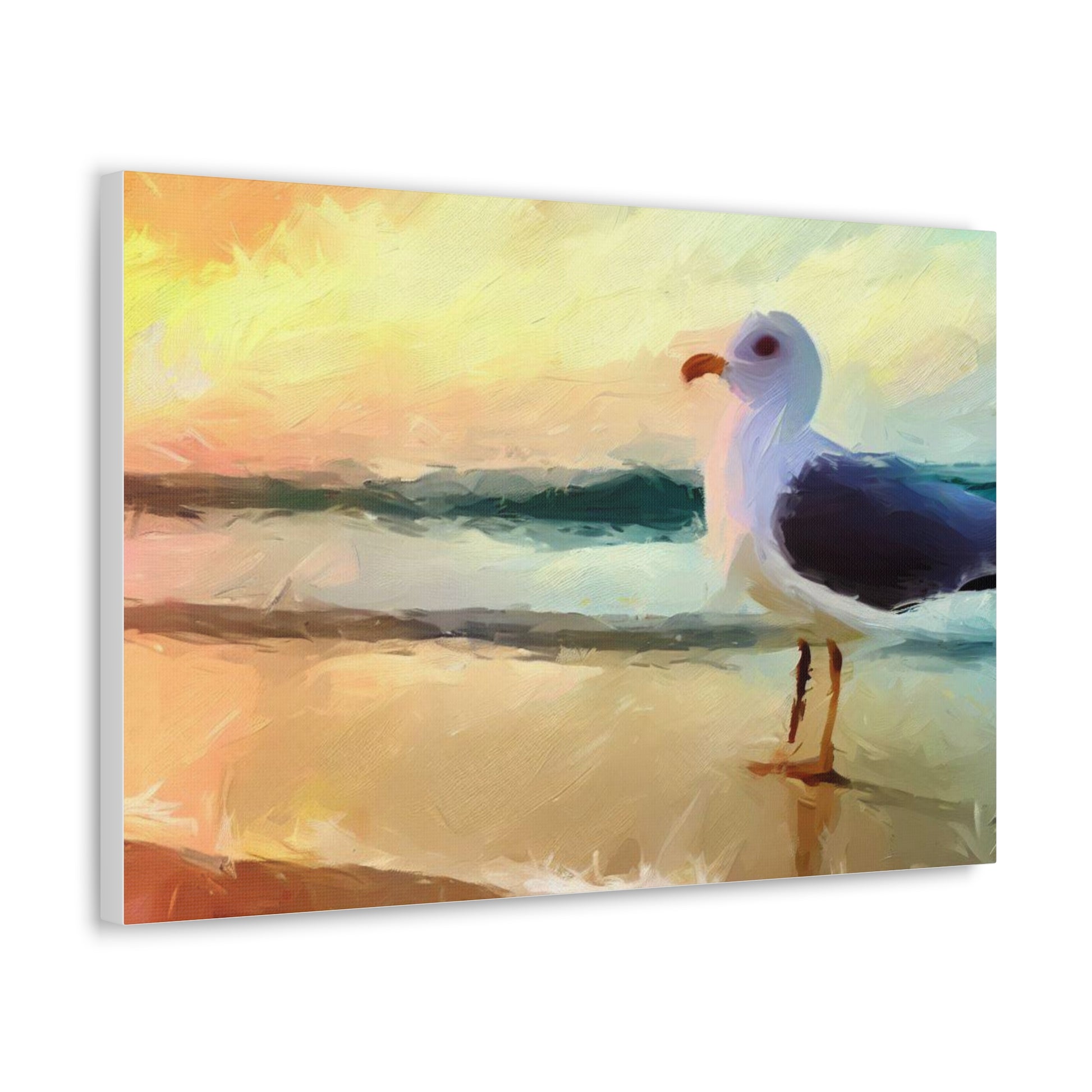 Seagull Beach, Beach wall art, Ocean wall art, Canvas Gallery Wraps