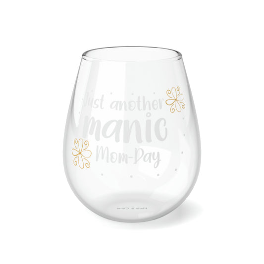 Just Another Manic Day, Mom Wine Glass, Wine Lover stemless, Unique stemless wine glass, Trendy wine glass, Wine glass gift - SaviTraviDesigns