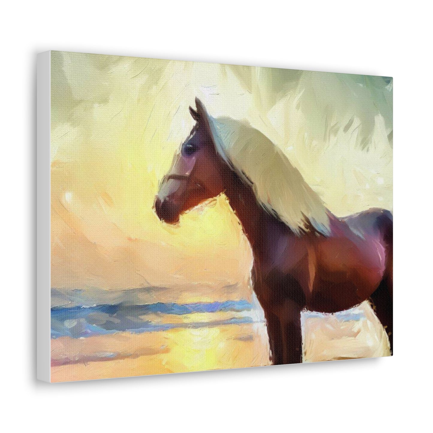 Horse wall art, beach wall art, ocean art, Canvas Gallery Wraps, Horse Beach, Sunset Beach - SaviTraviDesigns