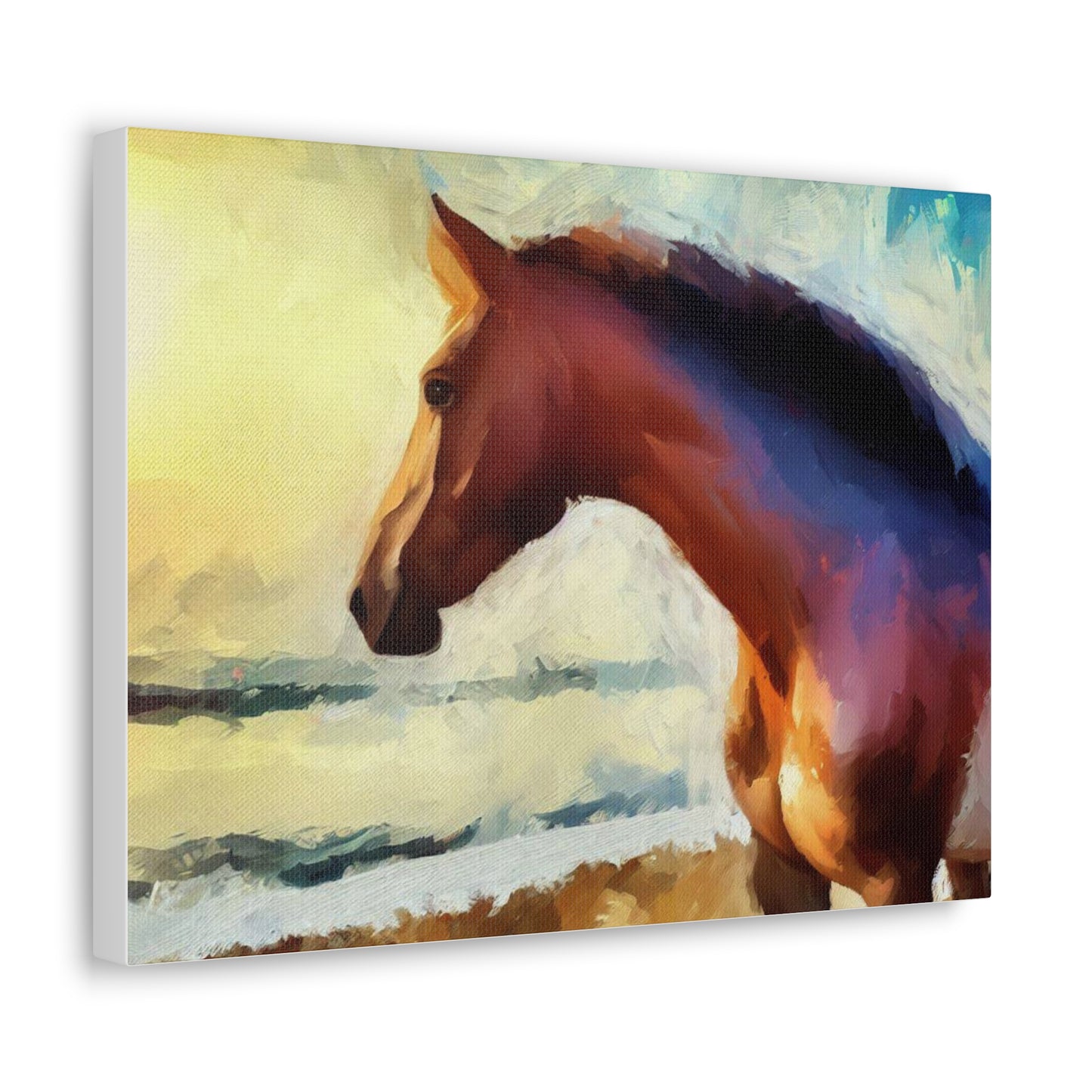 Horse wall art, beach art, ocean art, Canvas Gallery Wraps, Horse Beach, Sunset Beach - SaviTraviDesigns