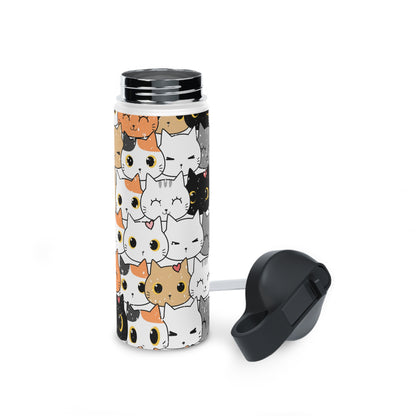 Cat water bottle, Stainless Steel Water Bottle, Standard Lid, Eco Bottle - SaviTraviDesigns