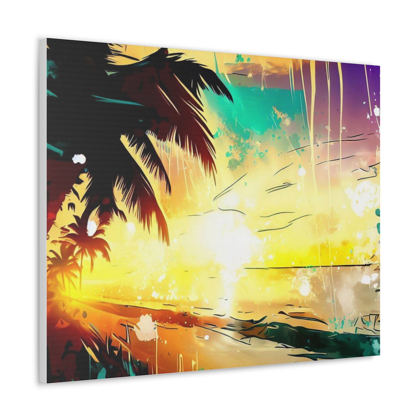 Palm Tree Sunset, Graffiti art prints, Street art canvas, Urban art decor, Graffiti-style wall art, Graffiti canvas prints, Street art posters - SaviTraviDesigns