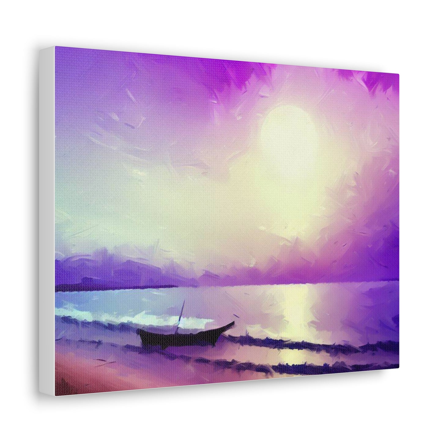 Sailboat Beach, Purple Sunset, Beach wall art, sunset wall art, beach art, Canvas Gallery Wraps