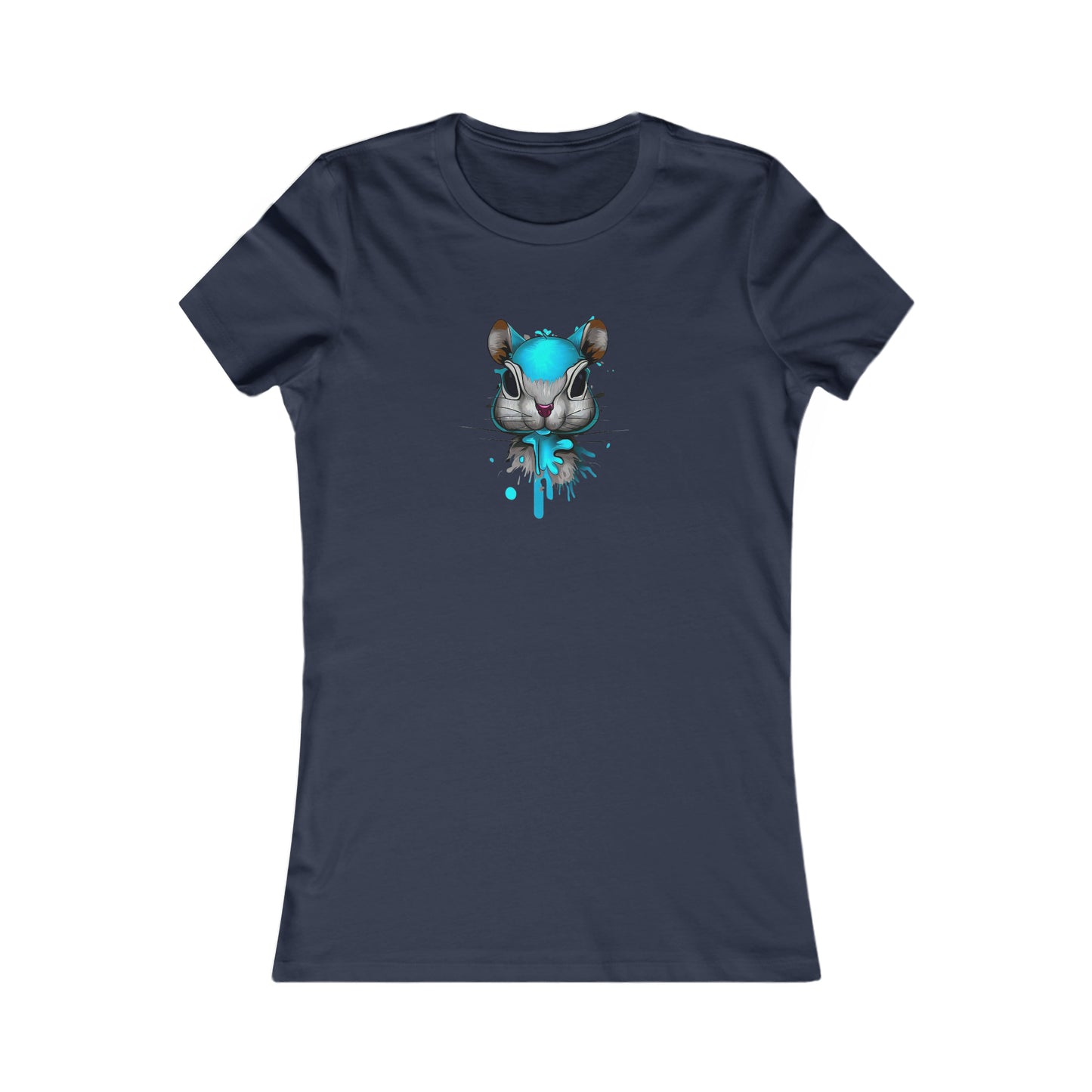 Graffiti style Tshirt, Squirrel Tshirt, Art T-Shirt Girl, Women's Favorite Tee, Blue Squirrel Navy