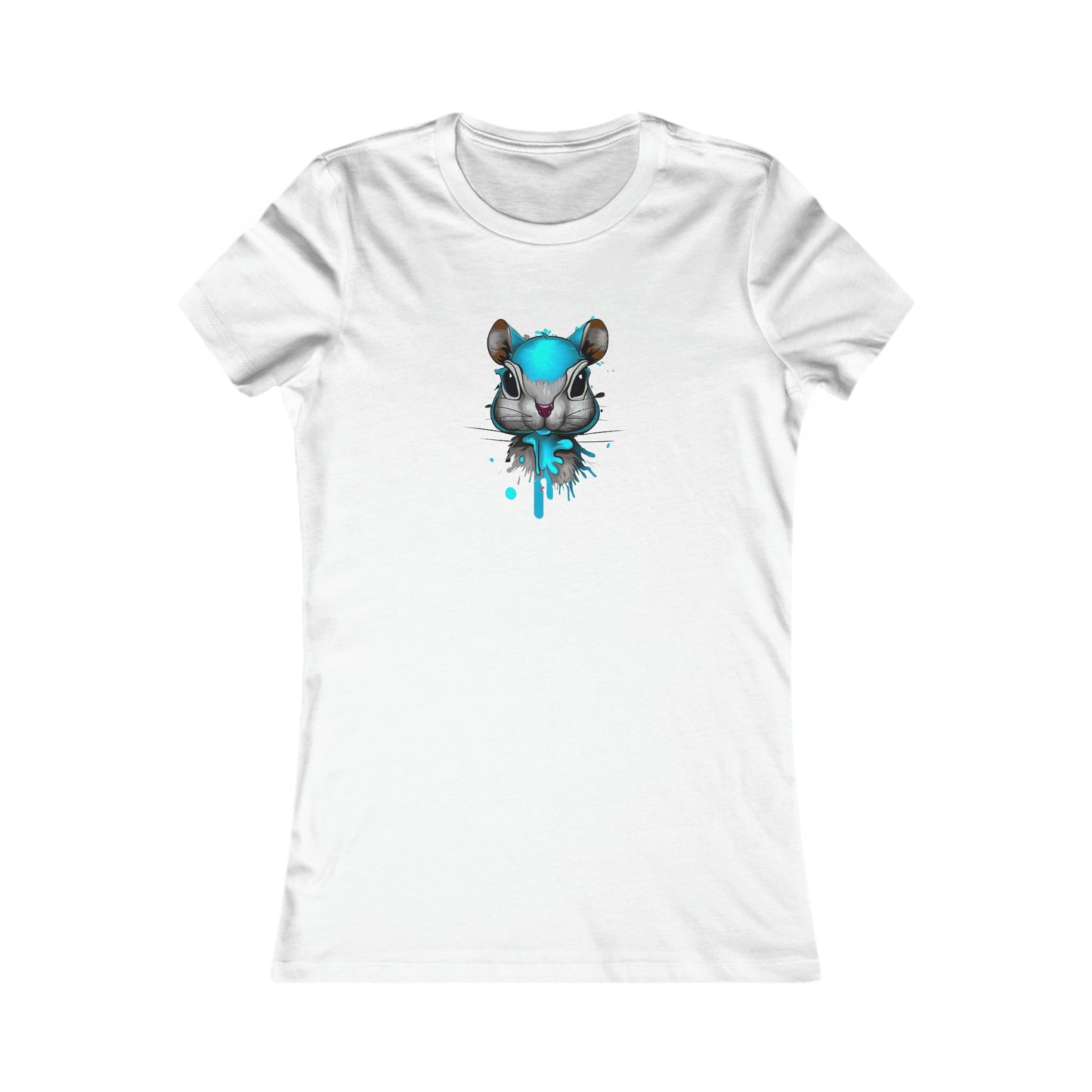 Graffiti style Tshirt, Squirrel Tshirt, Art T-Shirt Girl, Women's Favorite Tee, Blue Squirrel White