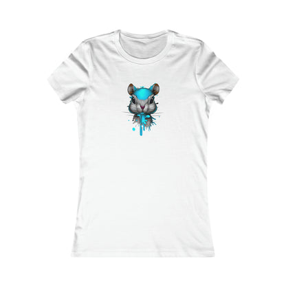 Graffiti style Tshirt, Squirrel Tshirt, Art T-Shirt Girl, Women's Favorite Tee, Blue Squirrel White