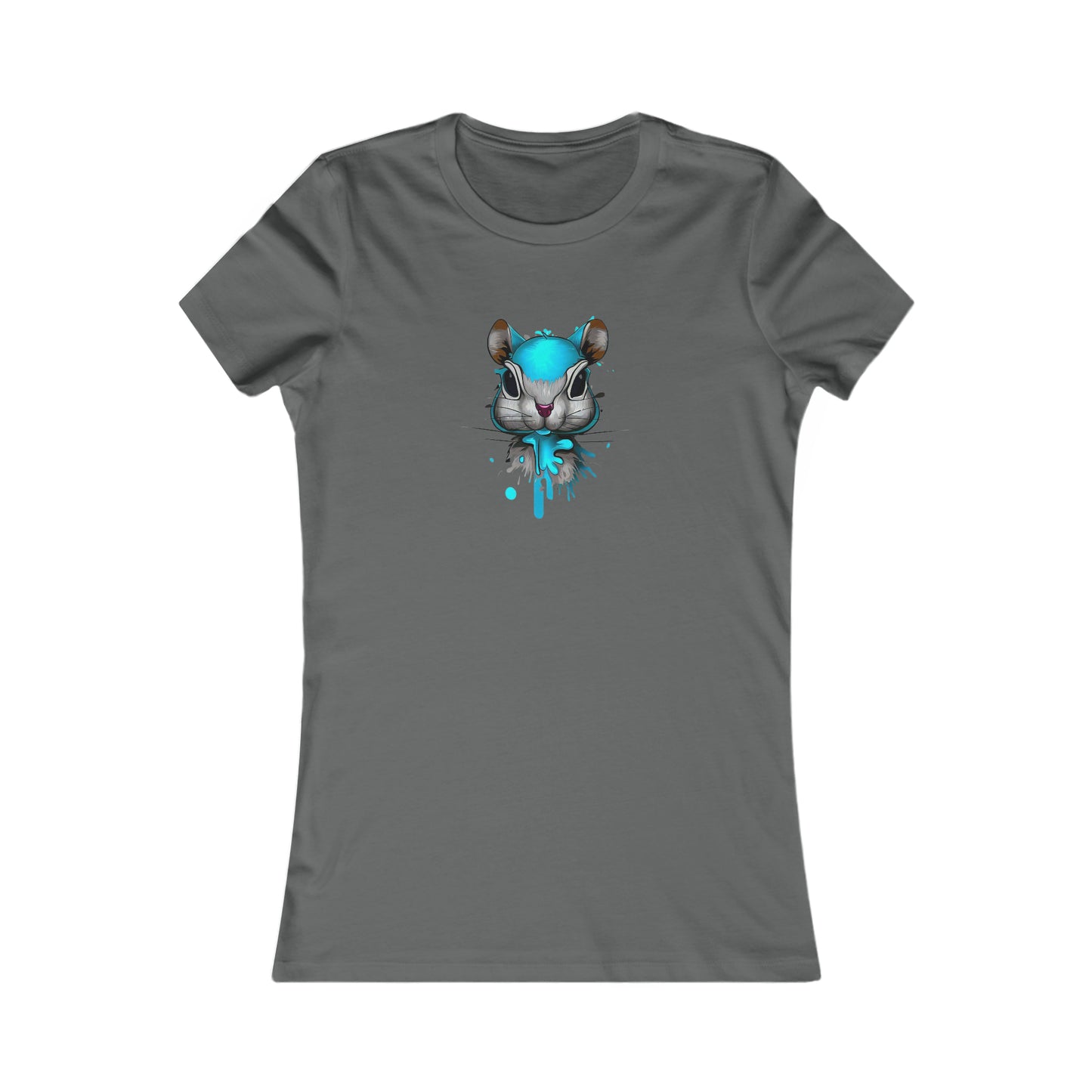 Graffiti style Tshirt, Squirrel Tshirt, Art T-Shirt Girl, Women's Favorite Tee, Blue Squirrel Asphalt