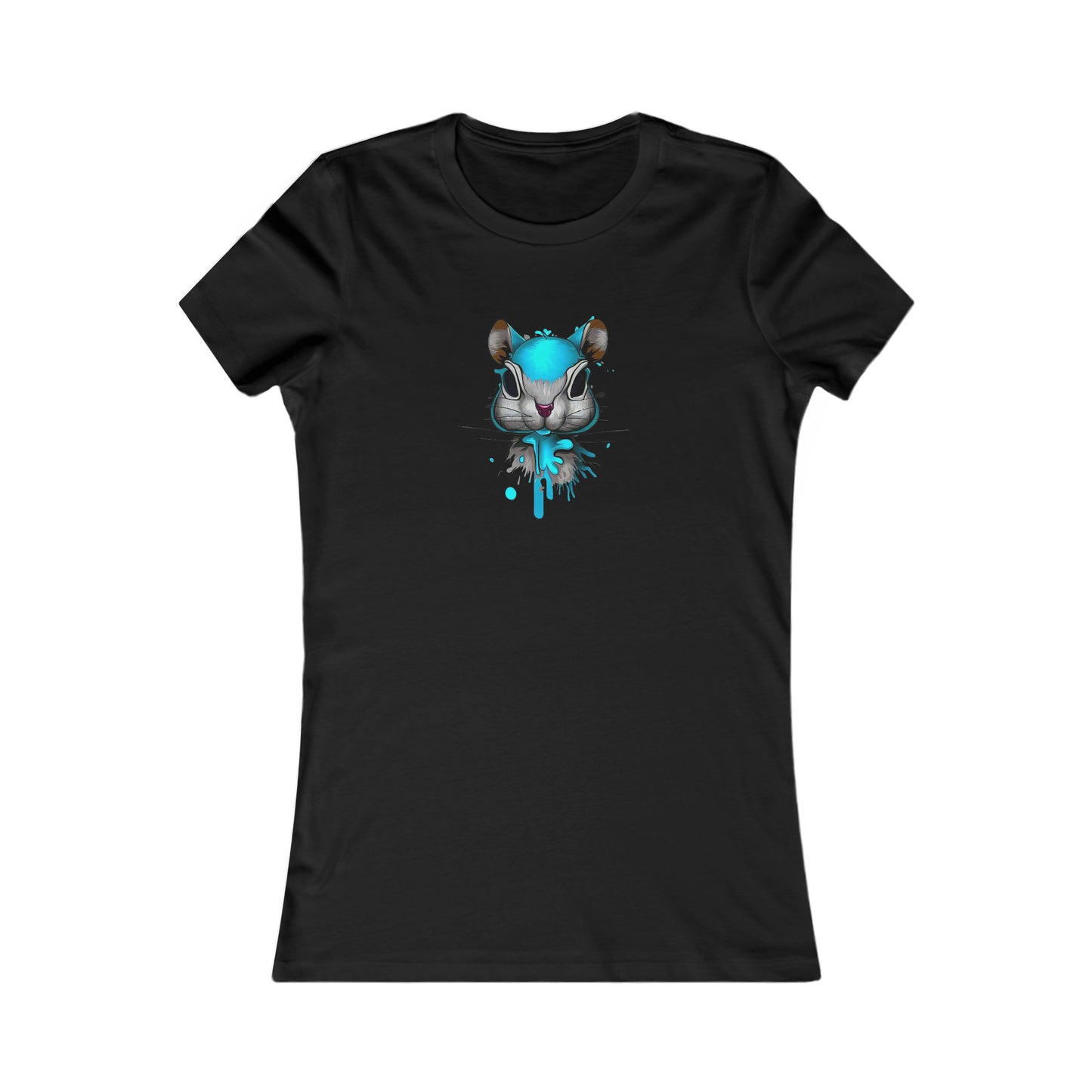 Graffiti style Tshirt, Squirrel Tshirt, Art T-Shirt Girl, Women's Favorite Tee, Blue Squirrel Black