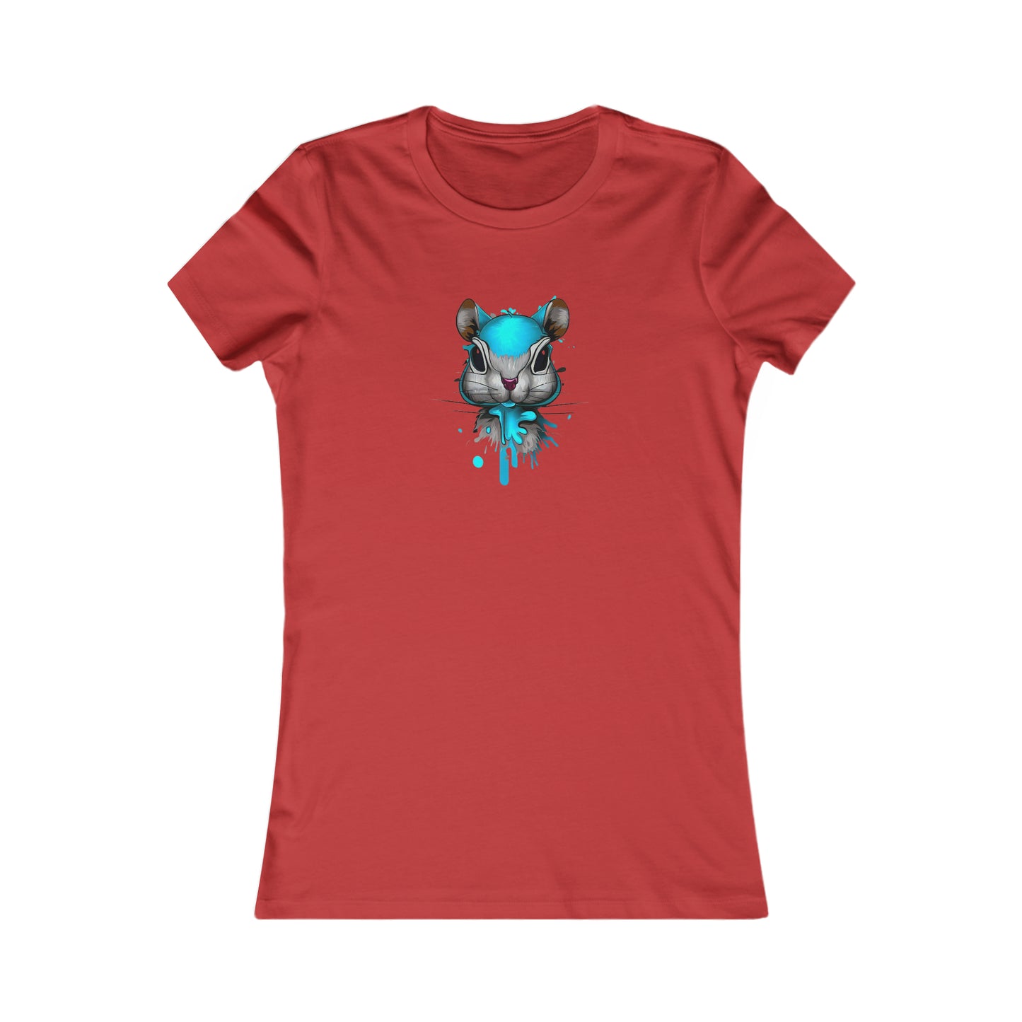 Graffiti style Tshirt, Squirrel Tshirt, Art T-Shirt Girl, Women's Favorite Tee, Blue Squirrel Red