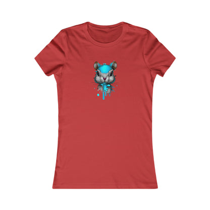 Graffiti style Tshirt, Squirrel Tshirt, Art T-Shirt Girl, Women's Favorite Tee, Blue Squirrel Red