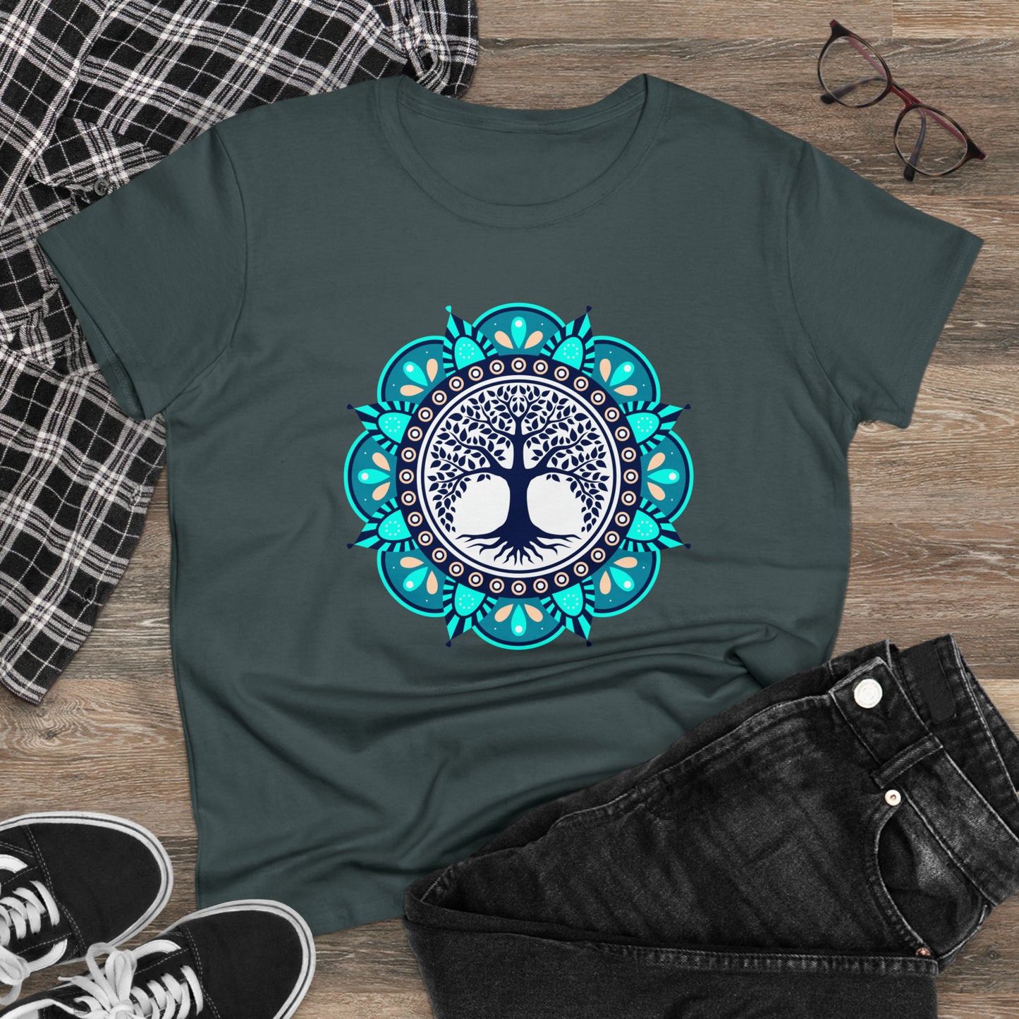 Meditation T-Shirts, Yoga Graphic Tees, Mindfulness Apparel, Zen T-Shirts, Spiritual Shirts, Chakra Tees, Womens T-Shirt Charcoal