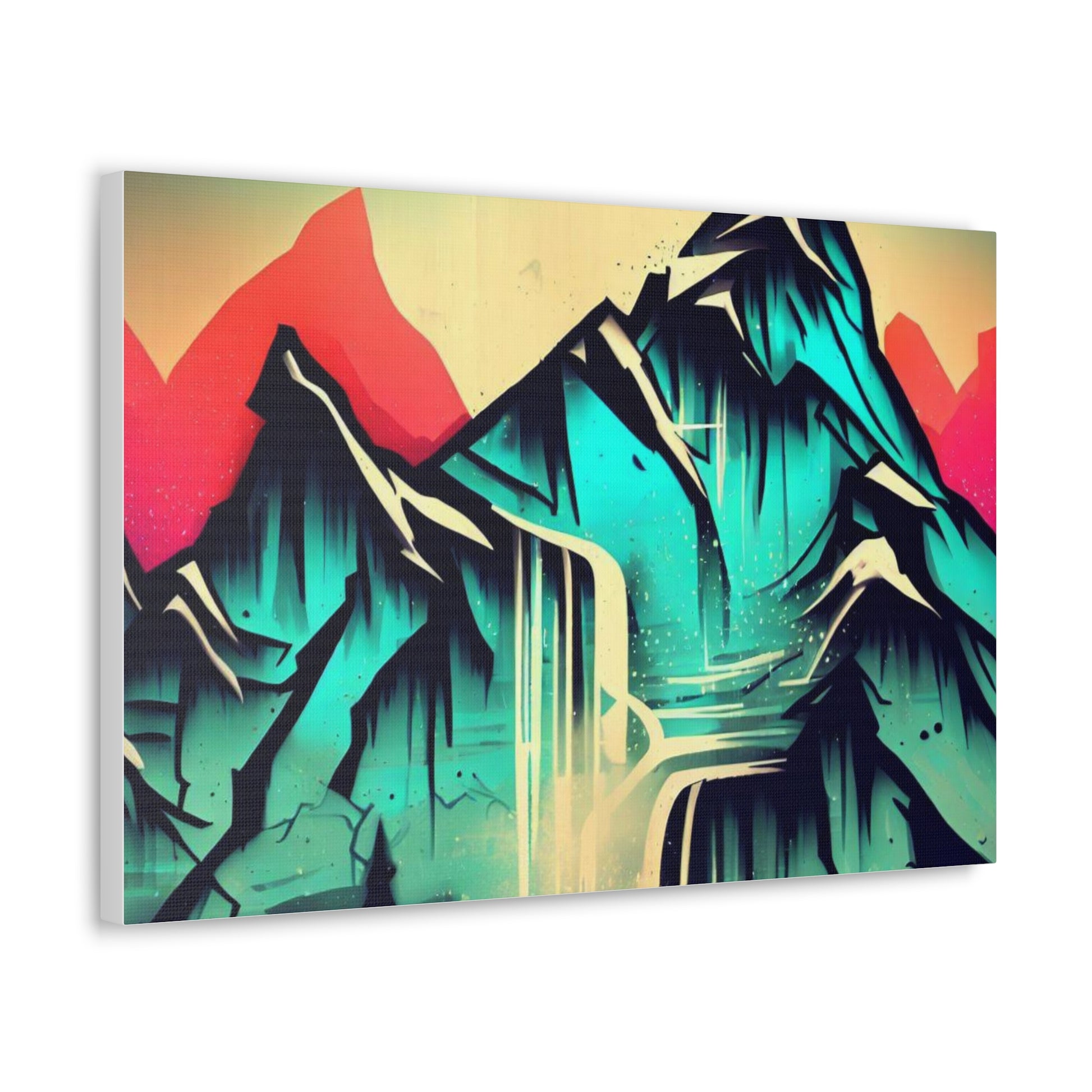 Blue Mountain, Mountain Sunset, Graffiti-inspired home decor, Modern street art prints, Graffiti wall art, Street art canvas art, Graffiti artist prints - SaviTraviDesigns