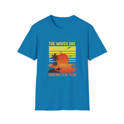 The Waves Are Waiting |Beach Lifestyle Shirts | Summer Vibe Apparel Sapphire