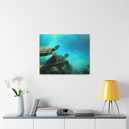 Sea Turtle wall art, ocean wall art, Underwater art, Canvas Gallery Wraps, Sea Turtle Painting