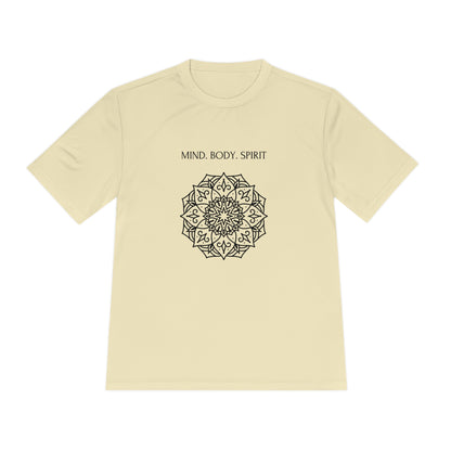 Mind Body Spirit Shirt, Graphic T-shirt, Moisture Wicking Tee Vegas Gold