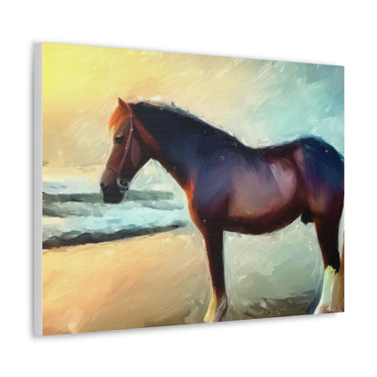 Horse wall art, Beach wall art, ocean art, Canvas Gallery Wraps, Horse Beach, Sunset Beach - SaviTraviDesigns