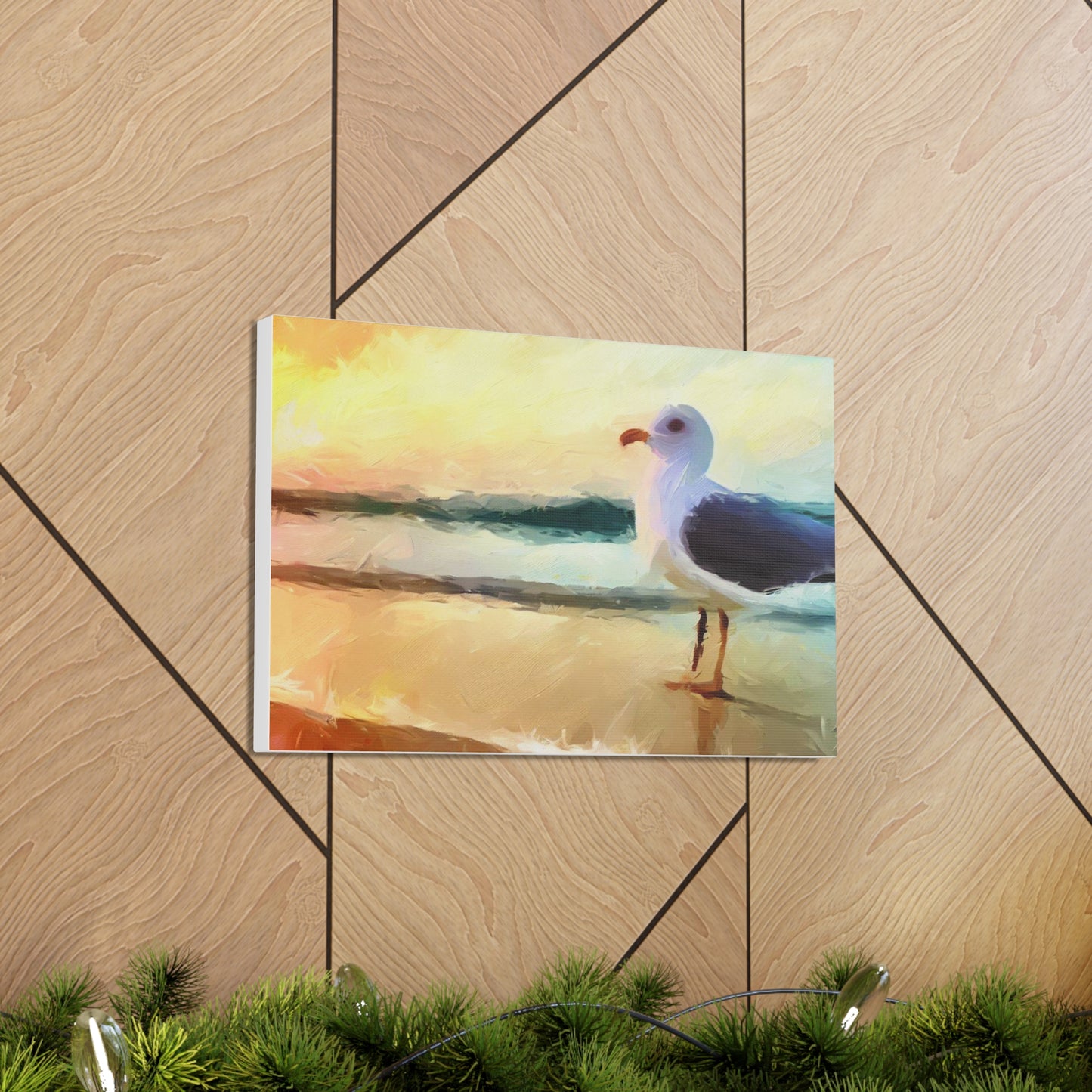 Seagull Beach, Beach wall art, Ocean wall art, Canvas Gallery Wraps