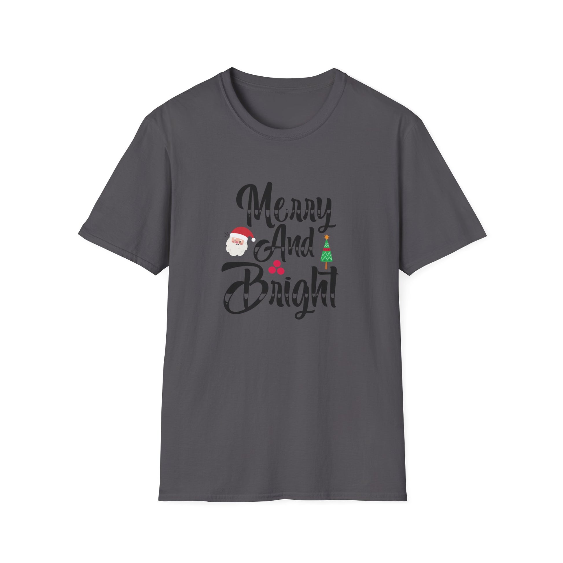 Merry And Bright Christmas Graphic Shirt Charcoal