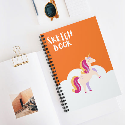 Unicorn Notebook, Sketch Book, Spiral Notebook, Ruled Line, Orange Unicorn, Workout Journal - SaviTraviDesigns