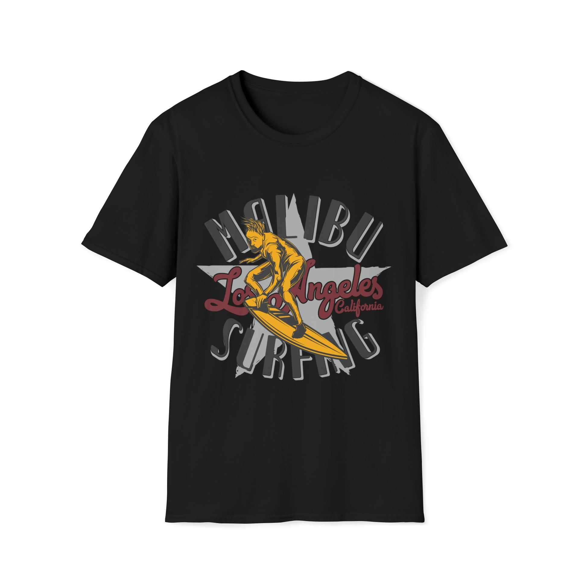 Malibu Surfing, Beachwear Graphics, Tropical T-Shirt Designs, Ocean-Inspired Shirts, Surfing Graphics, Sun and Sand Apparel, Summer Wardrobe Essentials - SaviTraviDesigns